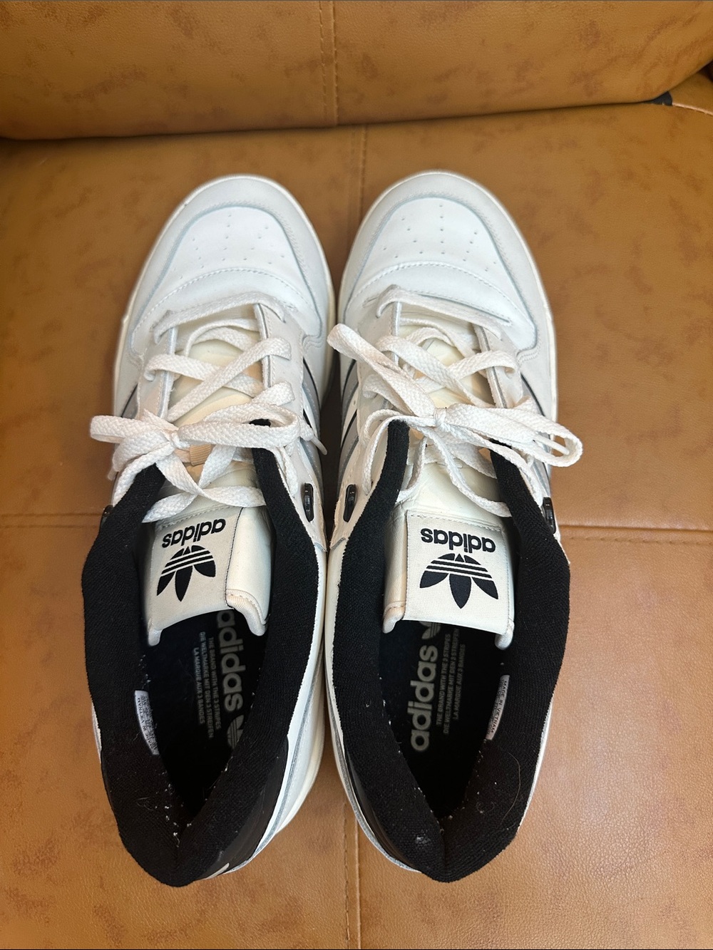 adidas White Sneakers with Black and Gray Stripes - Picture 3 of 3